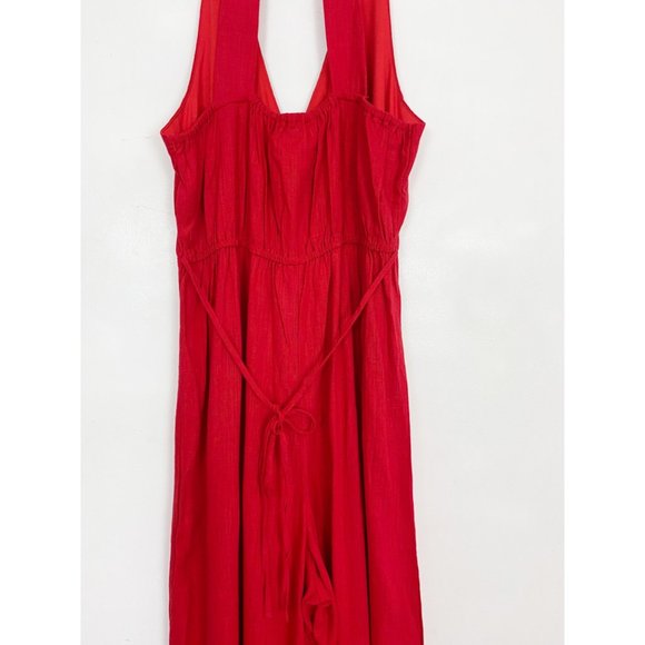 Band of Gypsies Linen Blend Jumpsuit Split Leg Burton Front Red Small NWT - Picture 7 of 15